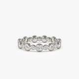 14k Gold Bubble Diamond Full Eternity Wedding Ring 14K White Gold Ferkos Fine Jewelry