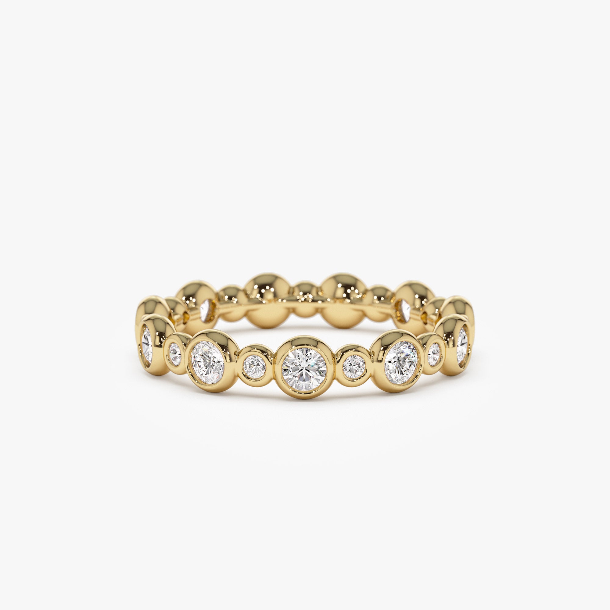 14k Gold Bubble Diamond Full Eternity Wedding Ring 14K Gold Ferkos Fine Jewelry