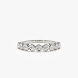 14k 9 Diamond Half Eternity Wedding Ring 0.55ctw 14K White Gold Ferkos Fine Jewelry