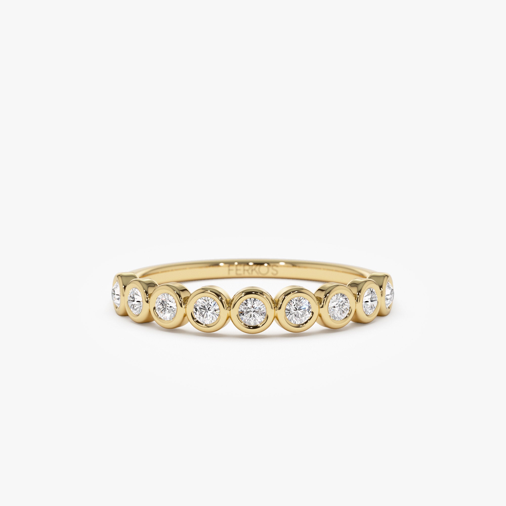 14k 9 Diamond Half Eternity Wedding Ring 0.55ctw 14K Gold Ferkos Fine Jewelry