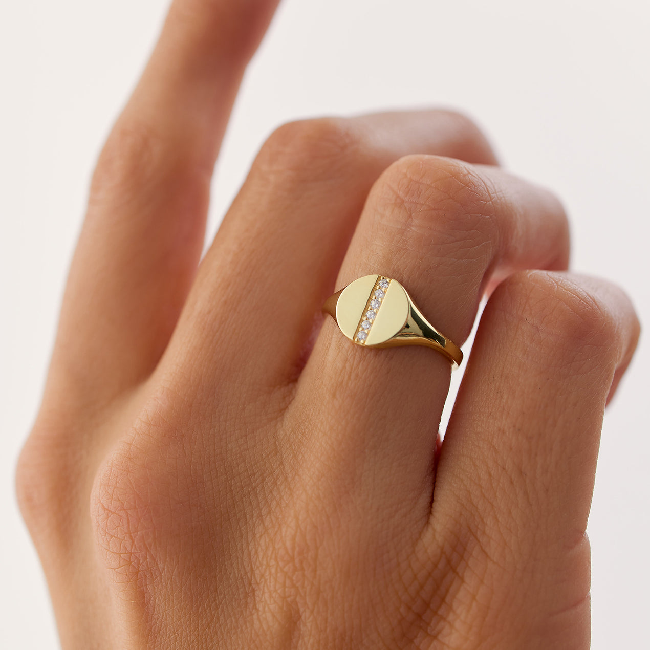 Women's Oval Diamond Signet Ring | Multi-Diamond Ring – deBebians