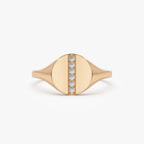 14k Pave Diamond Line Signet Pinky Ring 14K Rose Gold Ferkos Fine Jewelry