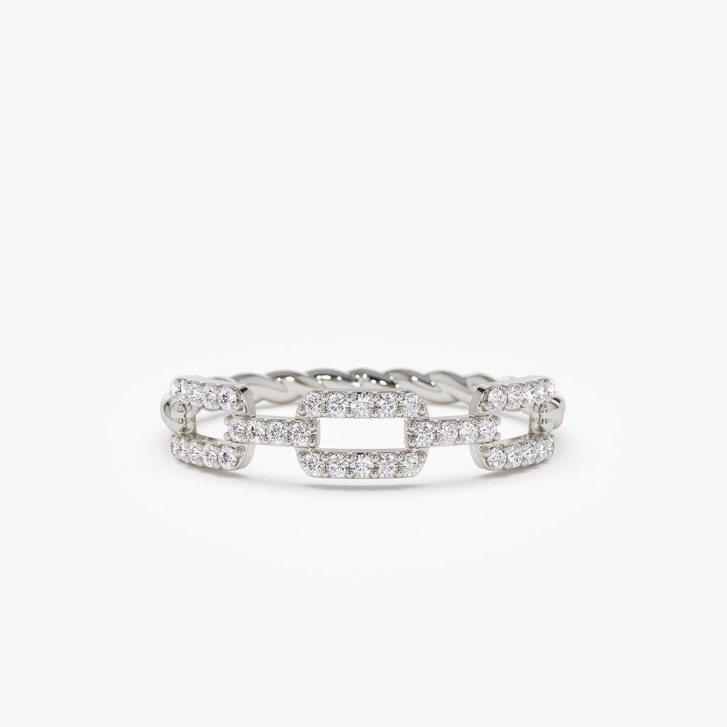 14k Chain Link Diamond Ring with Twisted Rope Band – FERKOS FJ