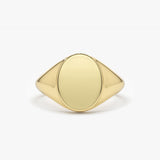 14K Gold Engravable Oval Signet Ring 14K Gold Ferkos Fine Jewelry