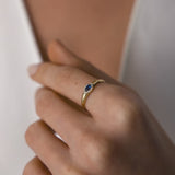 14k Marquise Sapphire Ring in Halo Setting