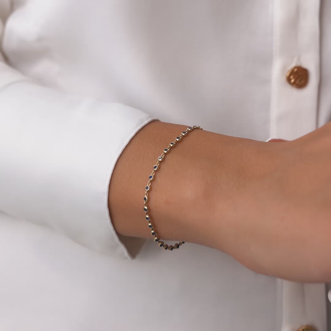 14k Bezel Set Sapphire Tennis Bracelet Ferkos Fine Jewelry